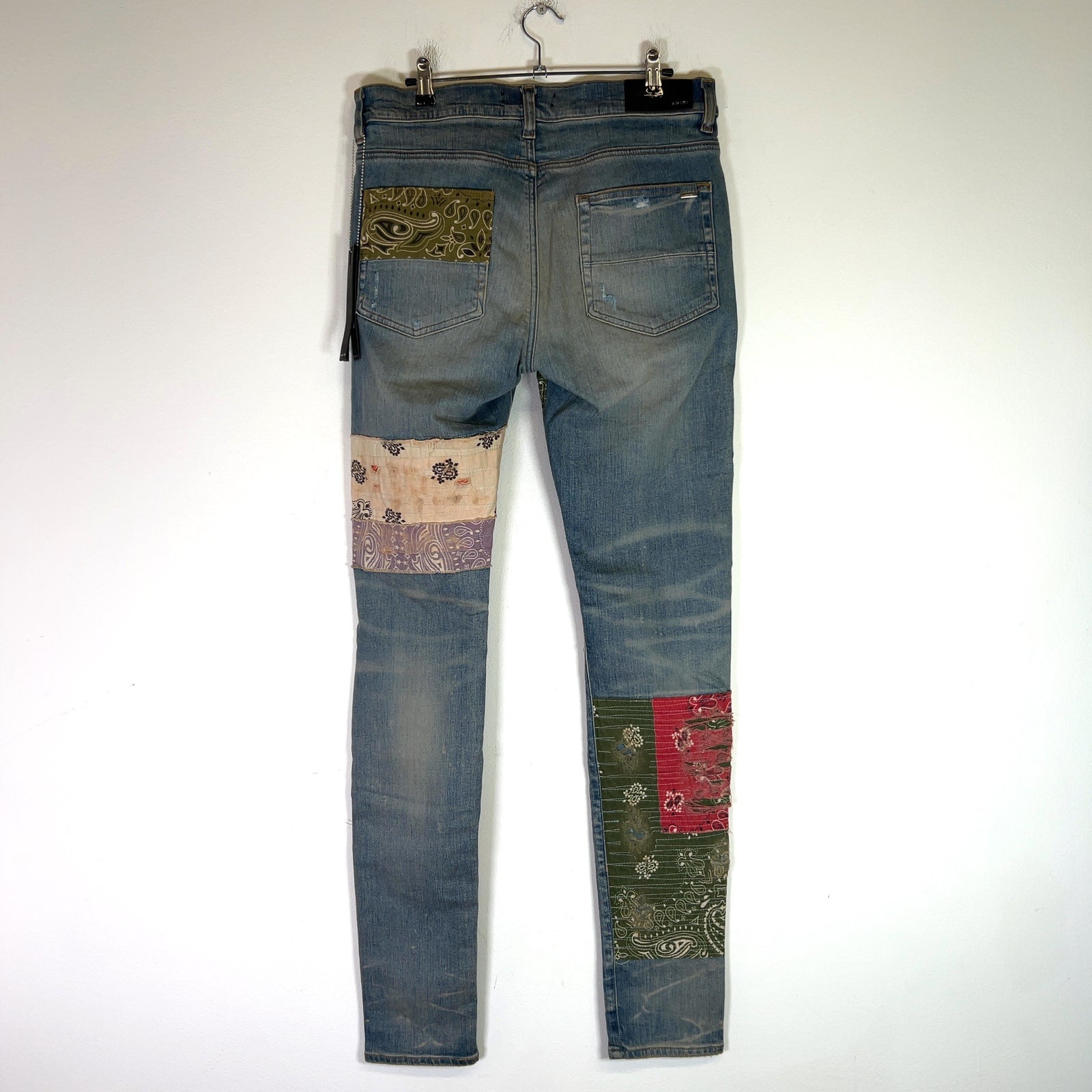 Amiri Clay Indigo Bandana Art Patch Denim Jeans