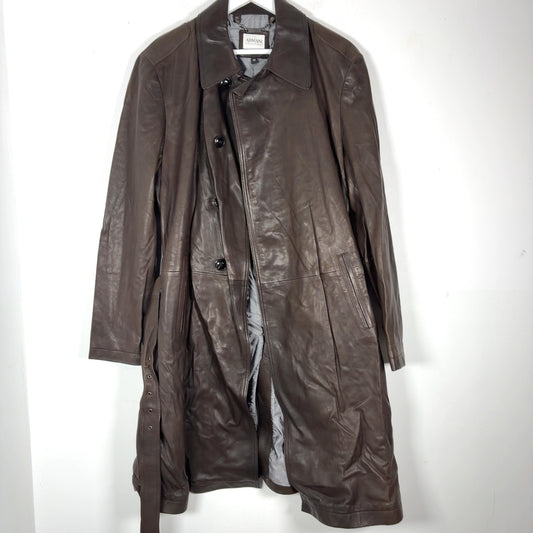 Armani Collezioni Water Repellent Lambskin Leather Trench Coat
