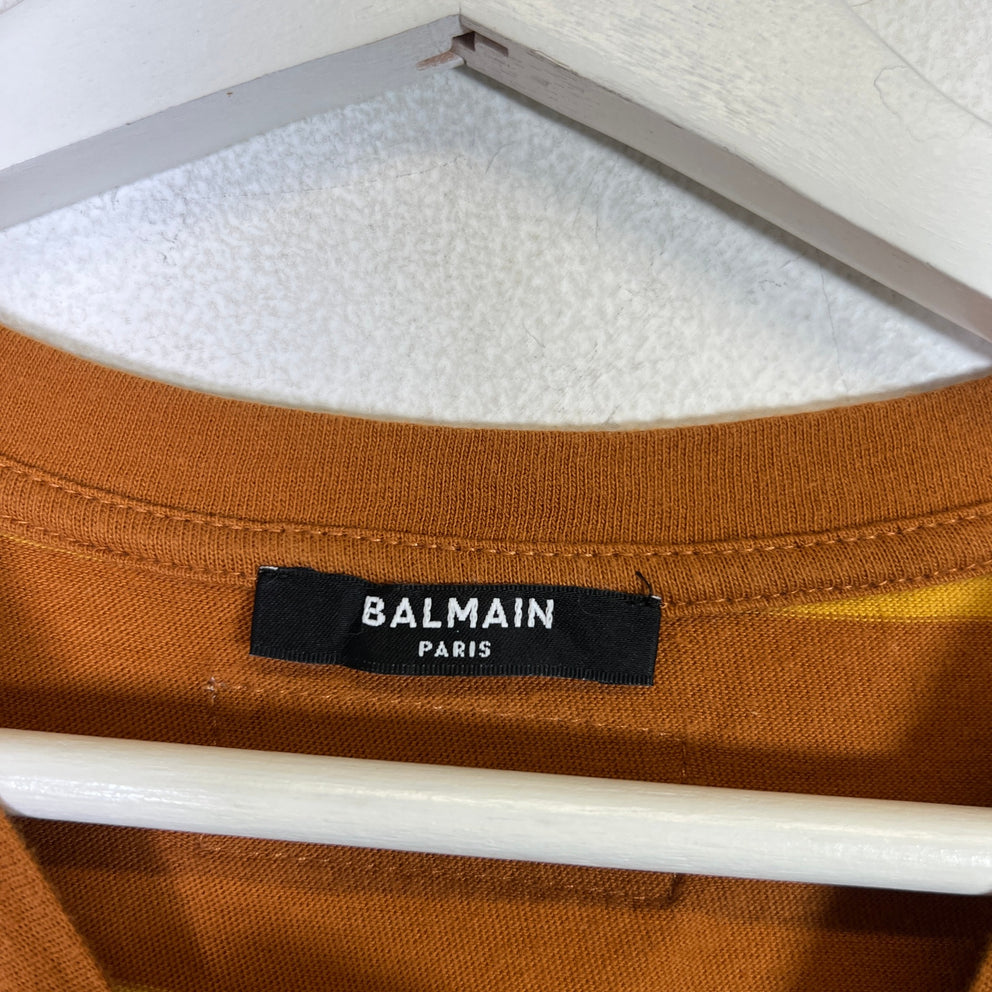Balmain 70s Flock Logo Cropped T-Shirt