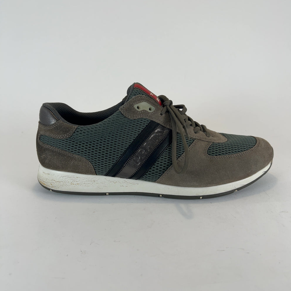 Prada Olive Mesh Lowtop Sneakers