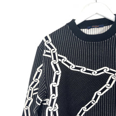 Louis Vuitton Chain Link Striped Black Crewneck