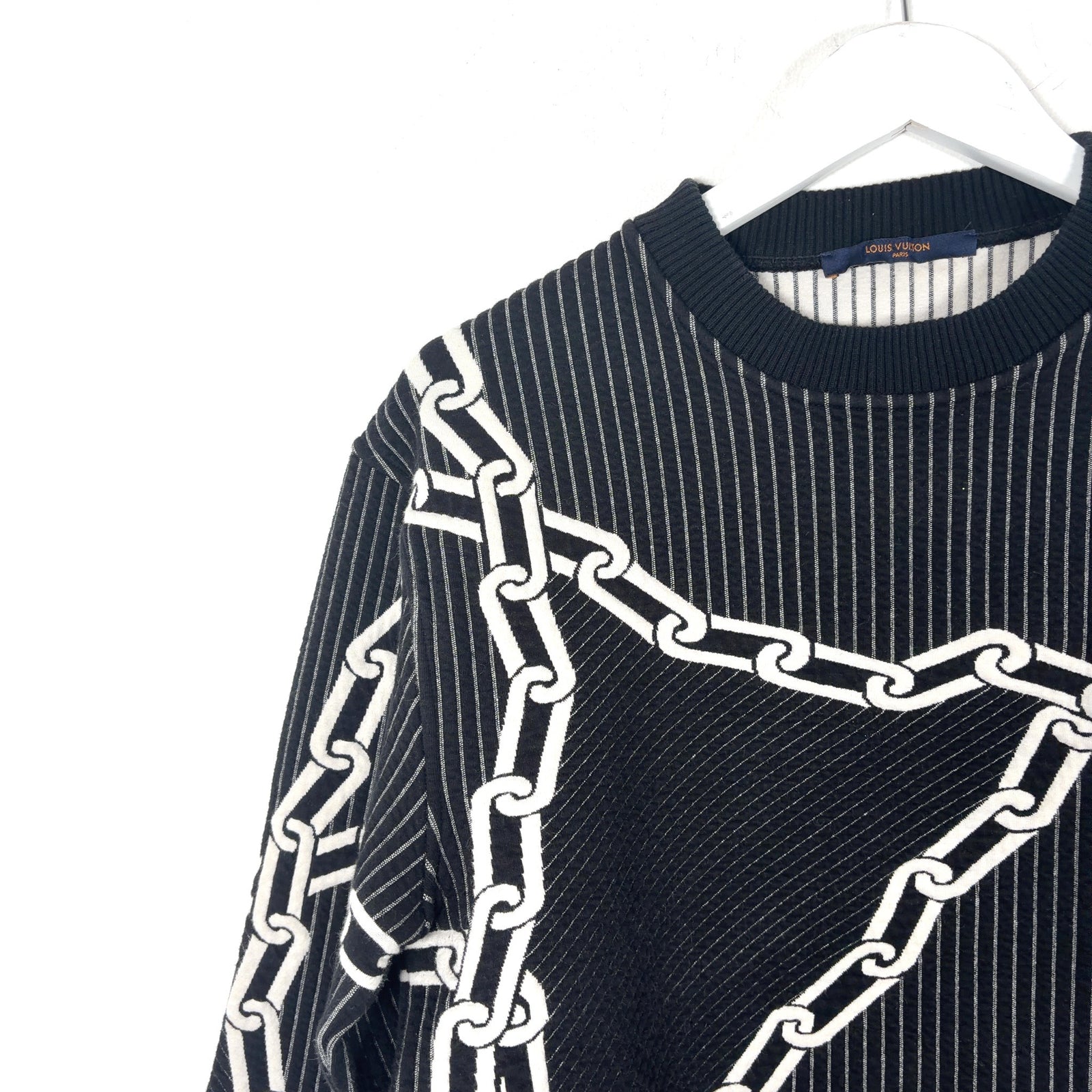 Louis Vuitton Chain Link Striped Black Crewneck