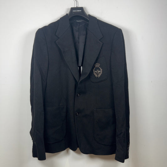 Dolce & Gabbana Textured Bee Crest Detail Blazer