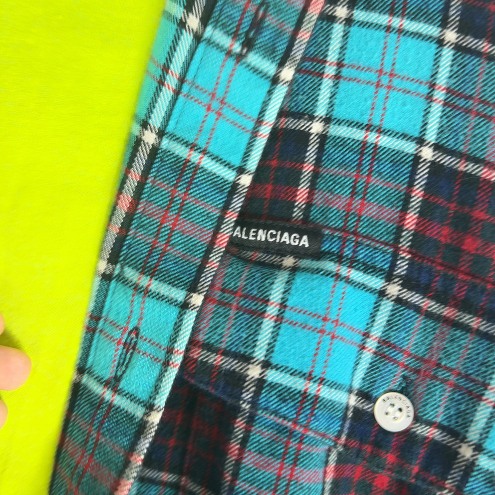 Balenciaga Neon/Flannel Hybrid Trompe L'oeil Shirt