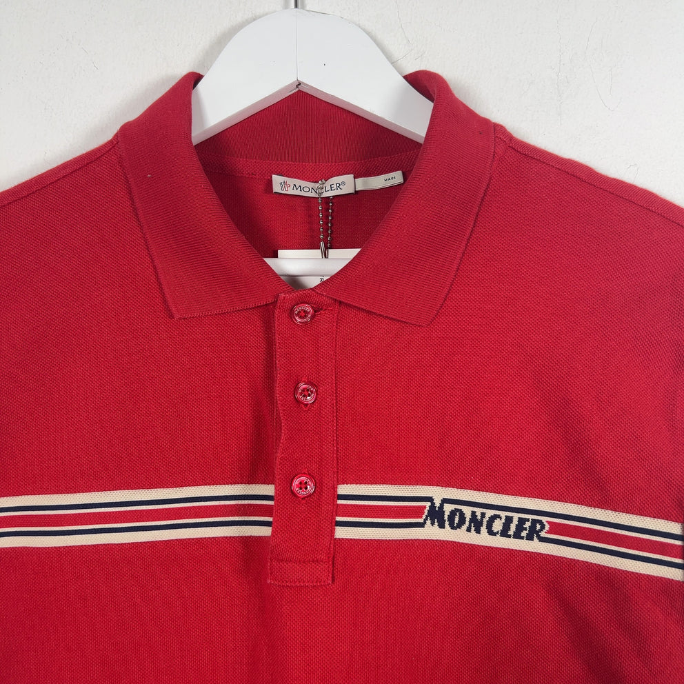 Moncler Bar Logo Red Polo