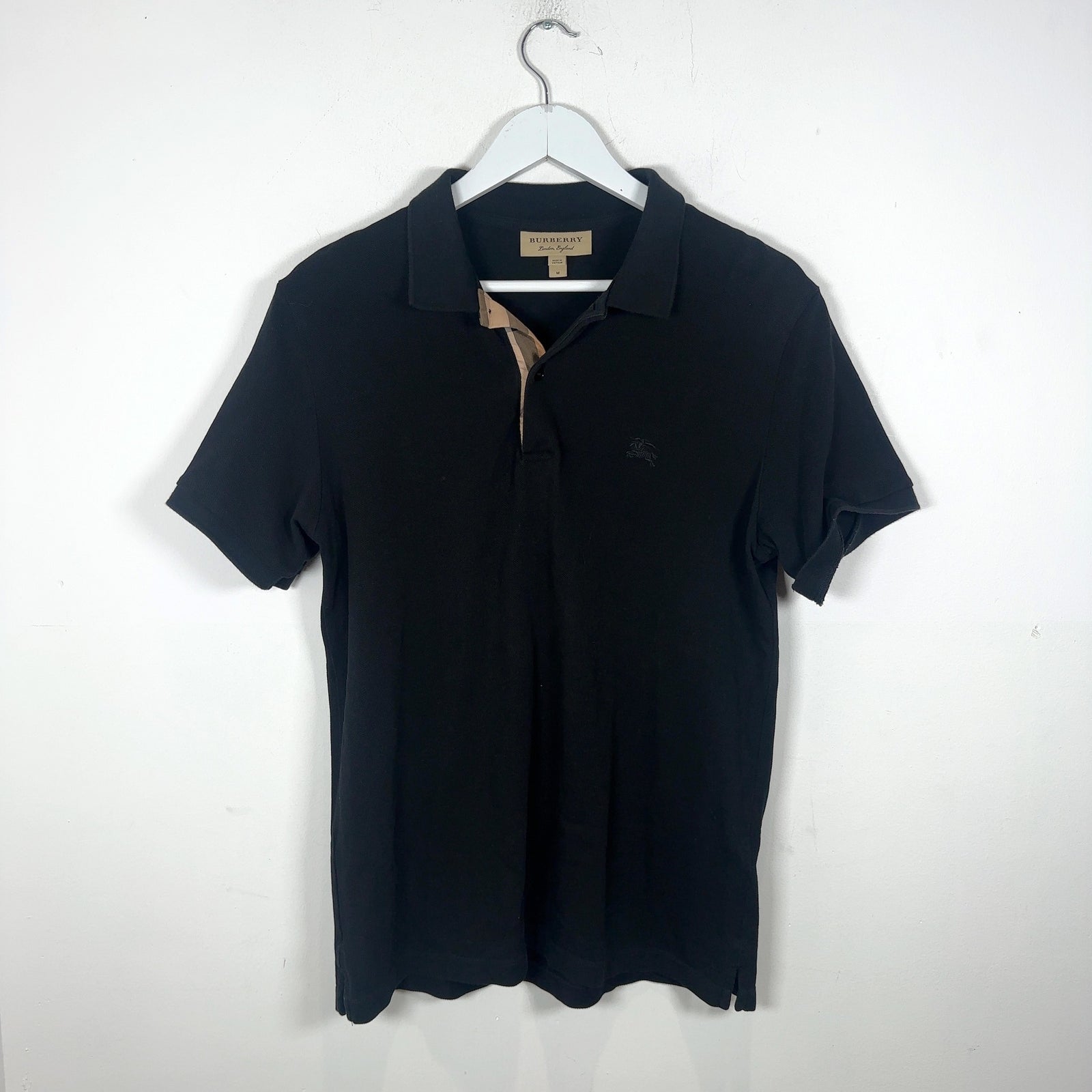 Burberry 1/4 Button Black Polo