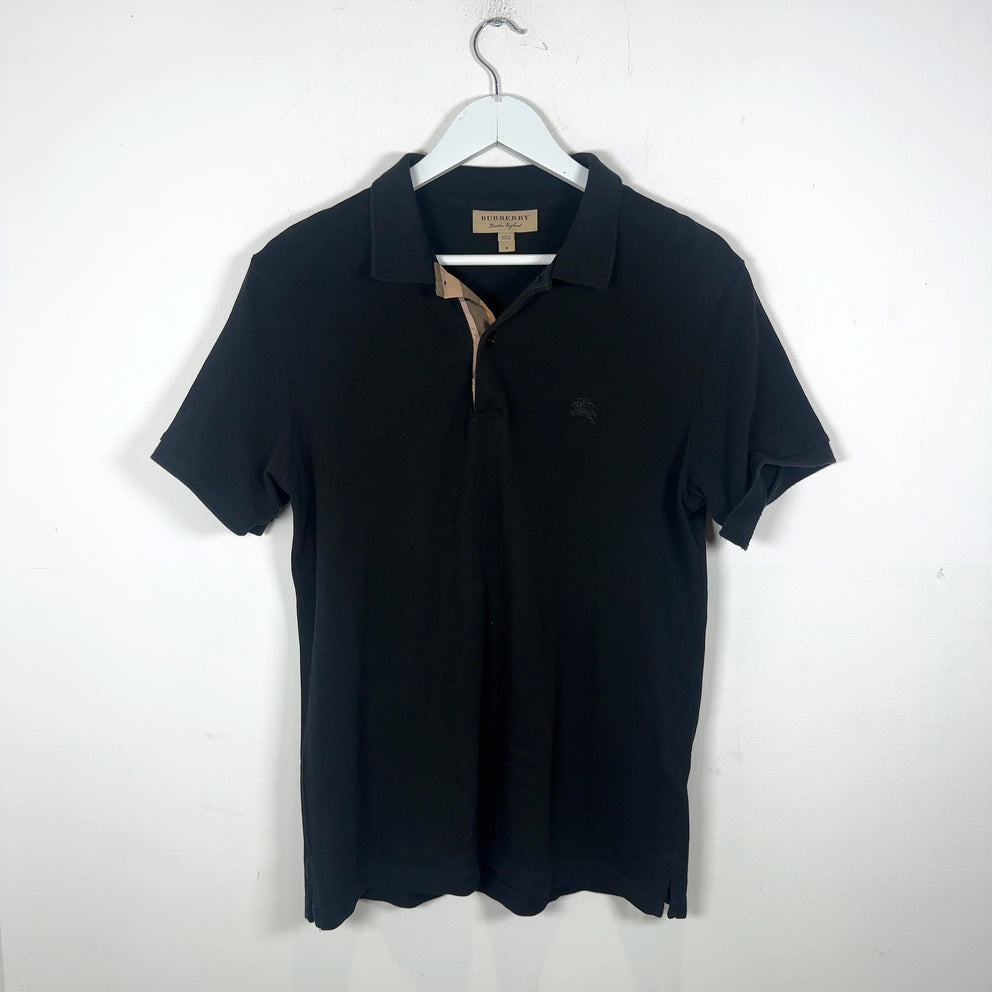 Burberry 1/4 Button Black Polo