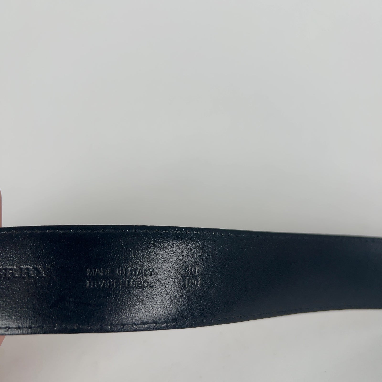 Burberry Check Canvas Black Leather Belt