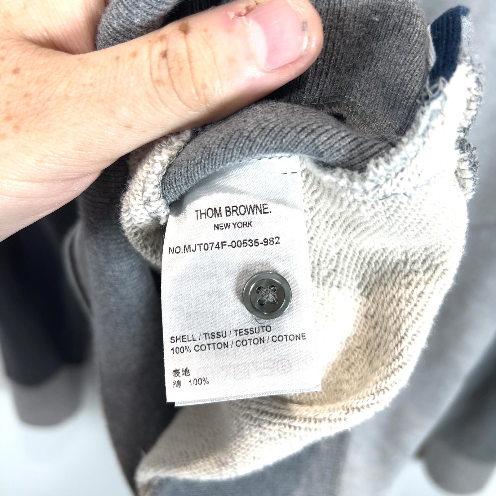 Thom Browne Grey Color Block 4-Bar Hoodie