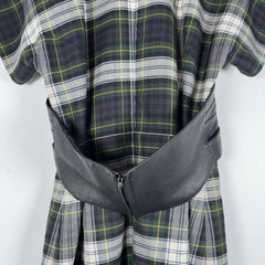 Alexander McQueen McQ Tartan Wool & Leather Corset Belt Dress