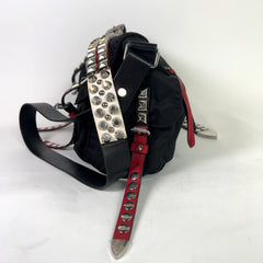 Prada 2018 New Vela Nylon Studded Messenger Bag