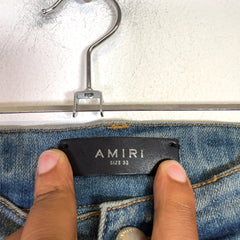 Amiri Clay Indigo Quilted Art Patch Denim Jeans