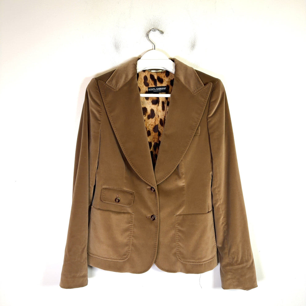 Dolce & Gabbana Vintage Velvet Leopard Lined Blazer
