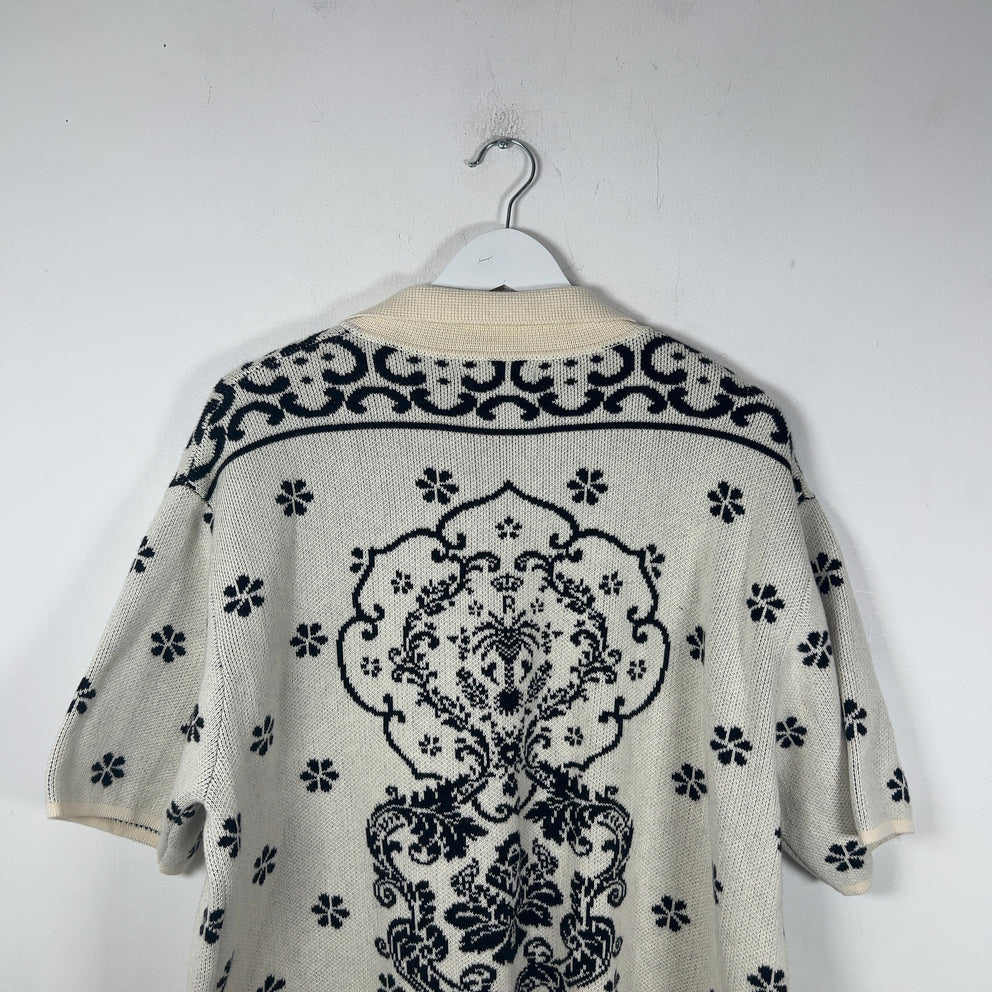 Rhude Floral Motif Knit Button Up Shirt