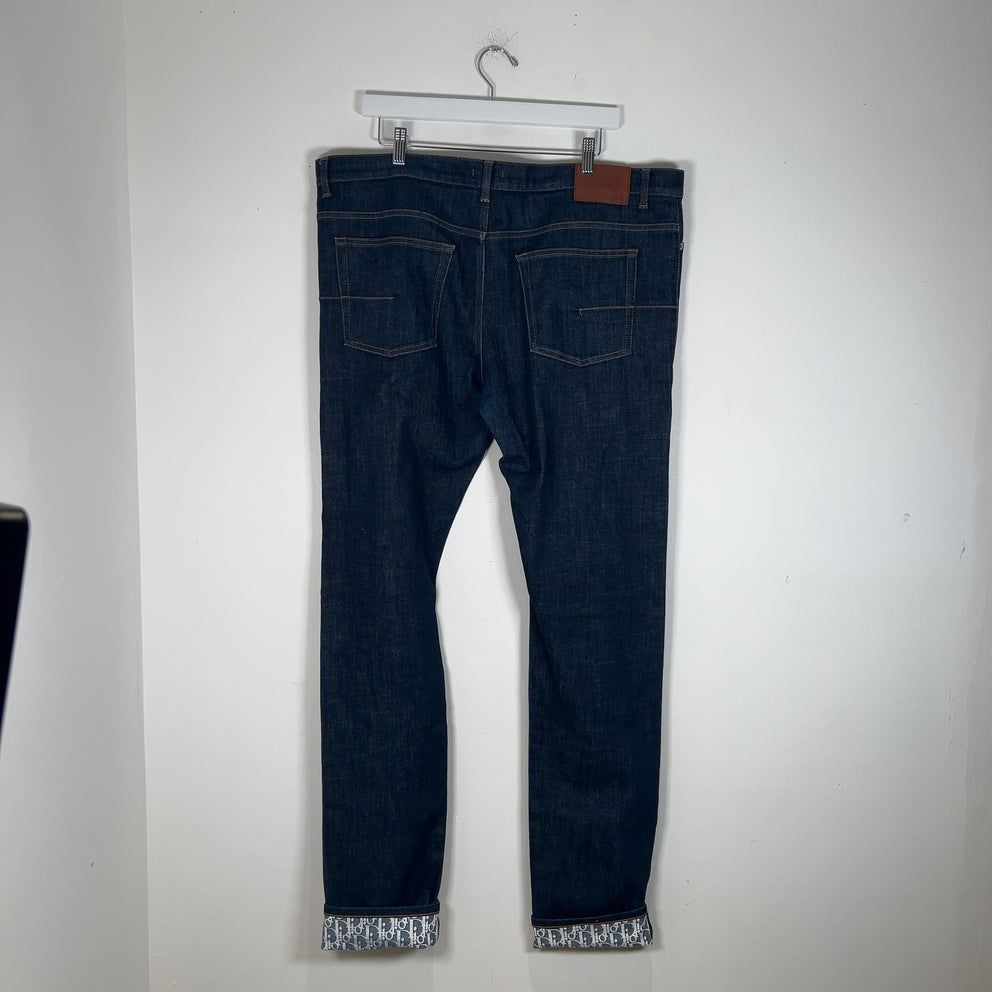 Dior Monogram Hem Raw Denim Jeans