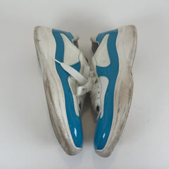 Prada Patent Blue Cups Lowtop Sneakers