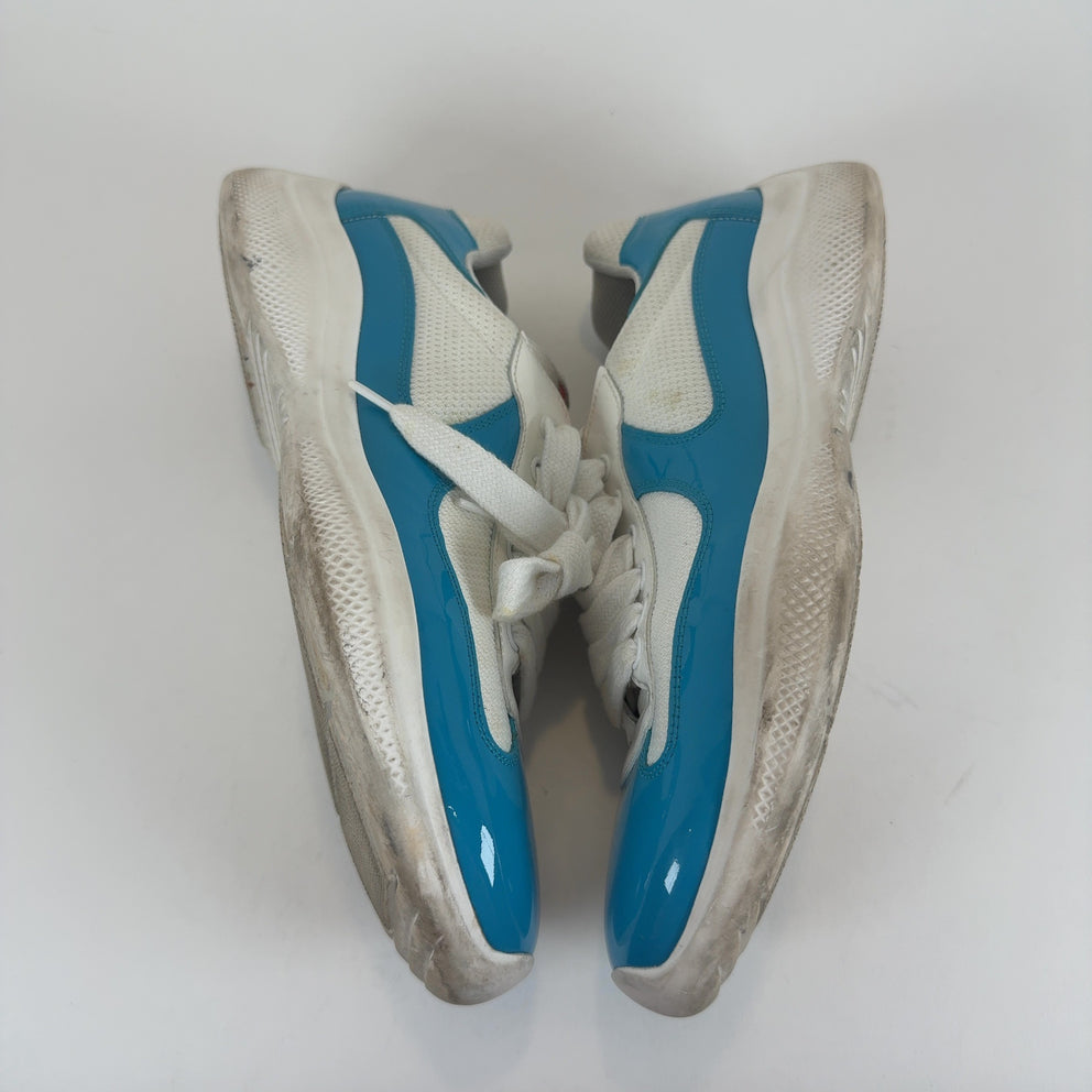 Prada Patent Blue Cups Lowtop Sneakers