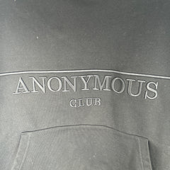 Anonymous Club Black Embroidered Logo Hoodie Size L