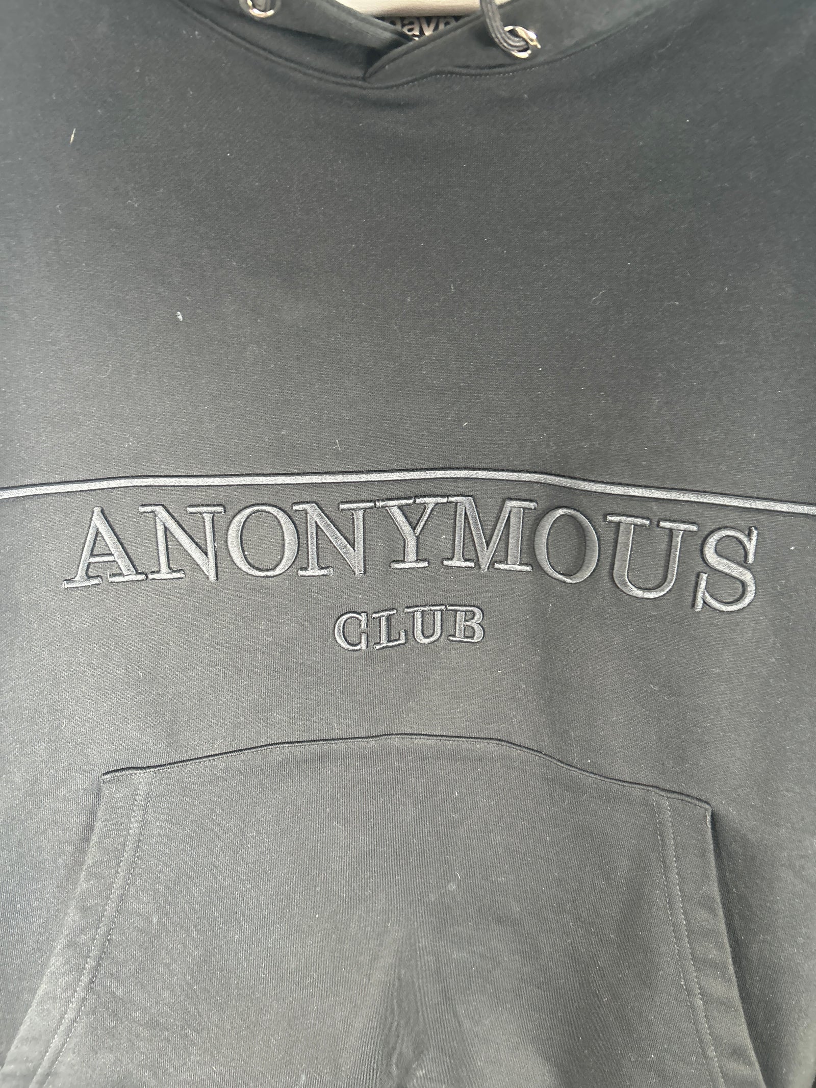 Anonymous Club Black Embroidered Logo Hoodie Size L