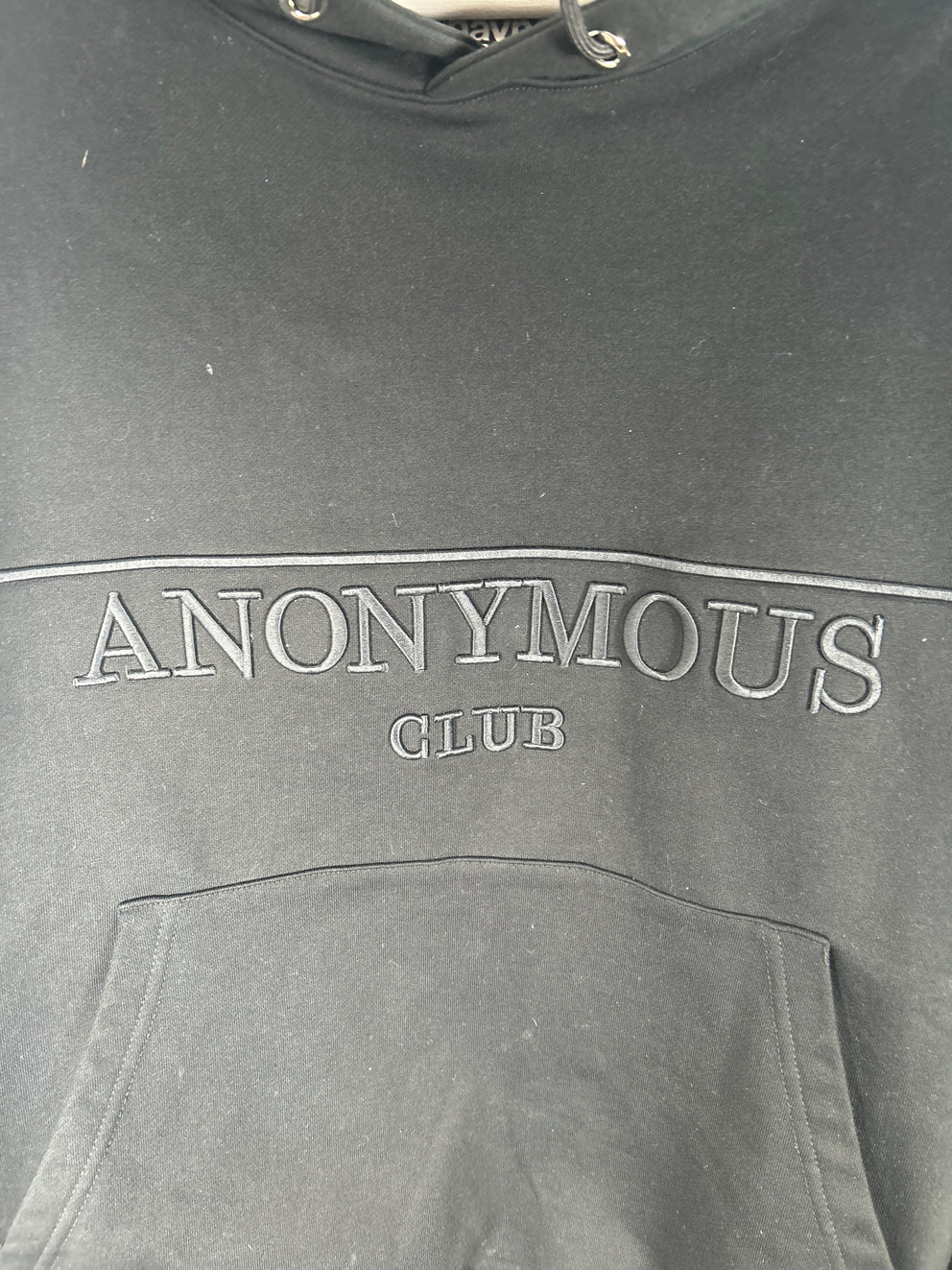 Anonymous Club Black Embroidered Logo Hoodie Size L