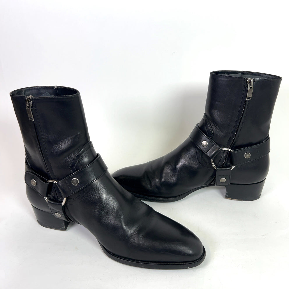 Saint Laurent Wyatt Leather Harness Boots