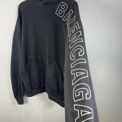 Balenciaga Embroidered Logo Sleeve Hoodie