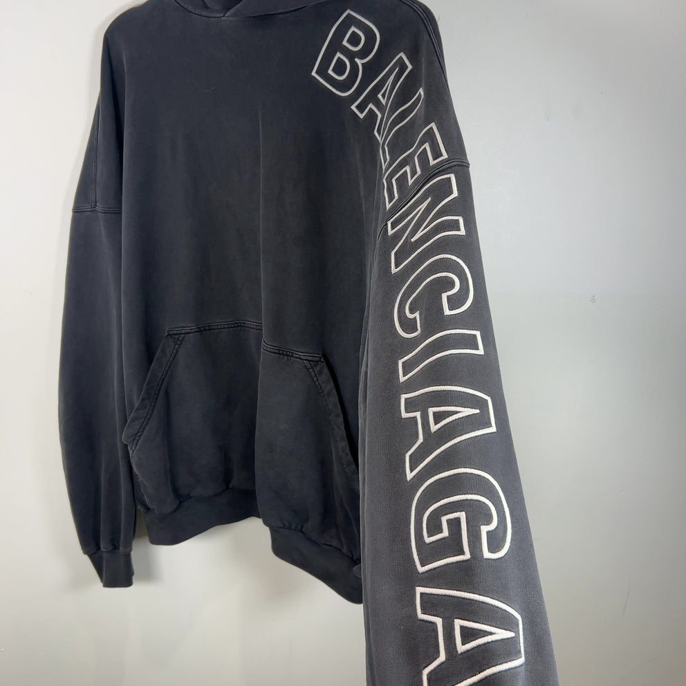 Balenciaga Embroidered Logo Sleeve Hoodie