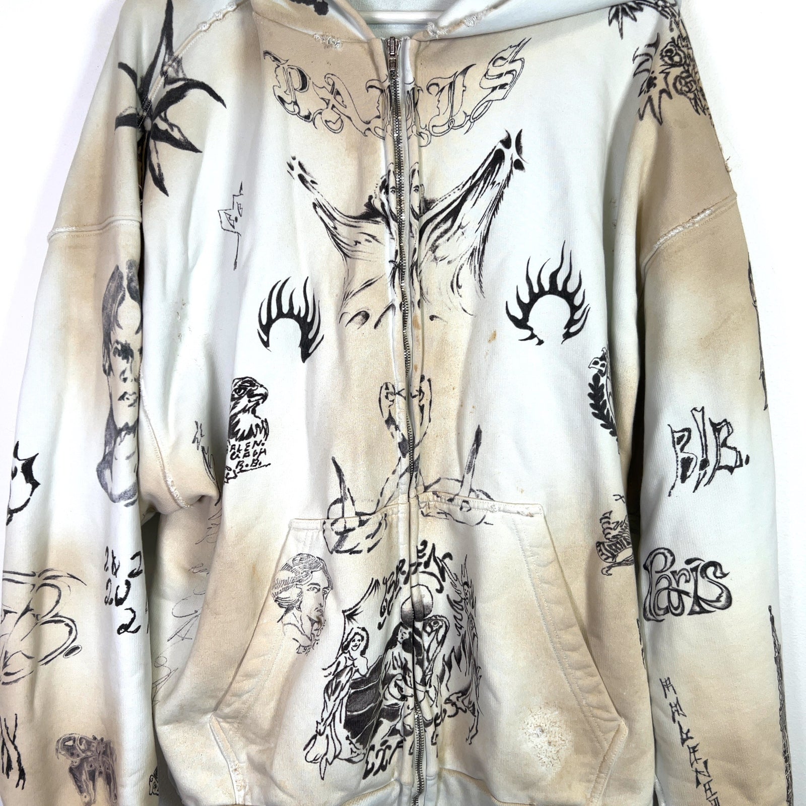 Balenciaga SS24 Tattoo Zip-Up Hoodie
