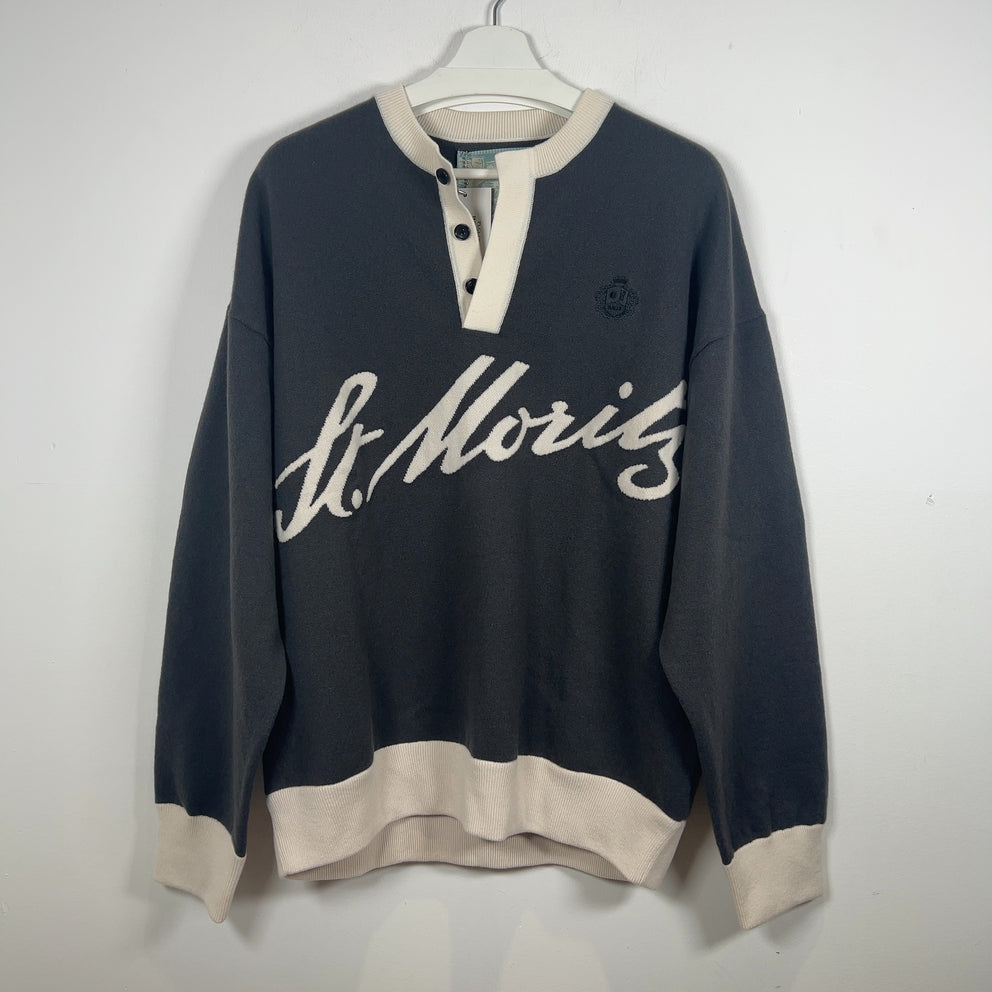 Bally 'St Moritz' Cashmere Placket 1/4 Button Sweater