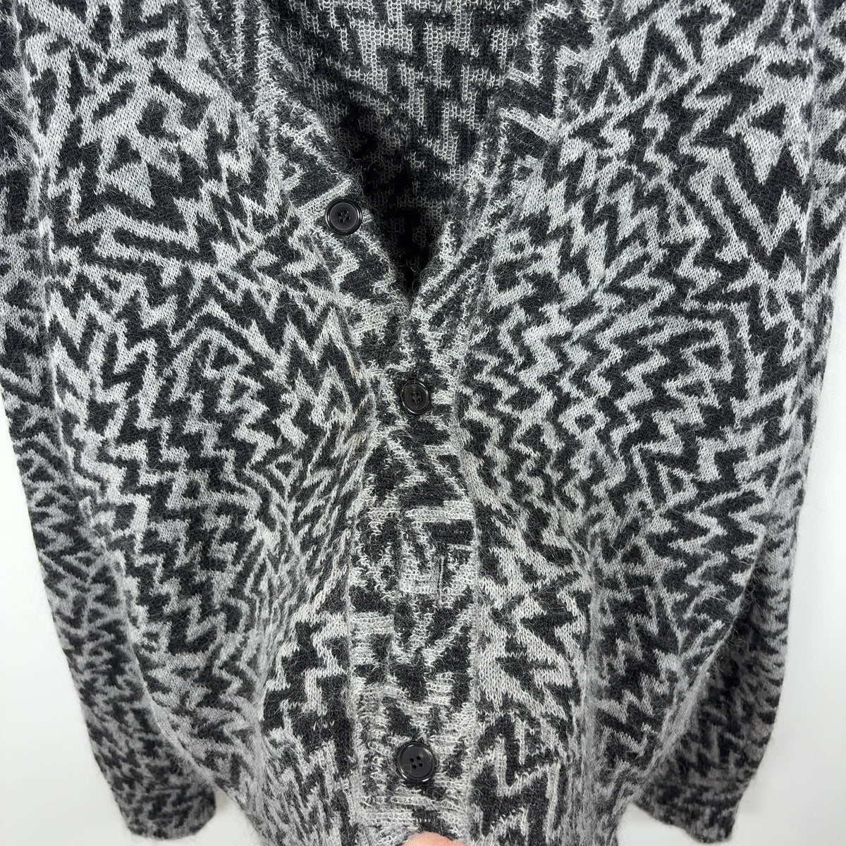 Saint Laurent Zig-Zag Print Wool and Mohair Cardigan