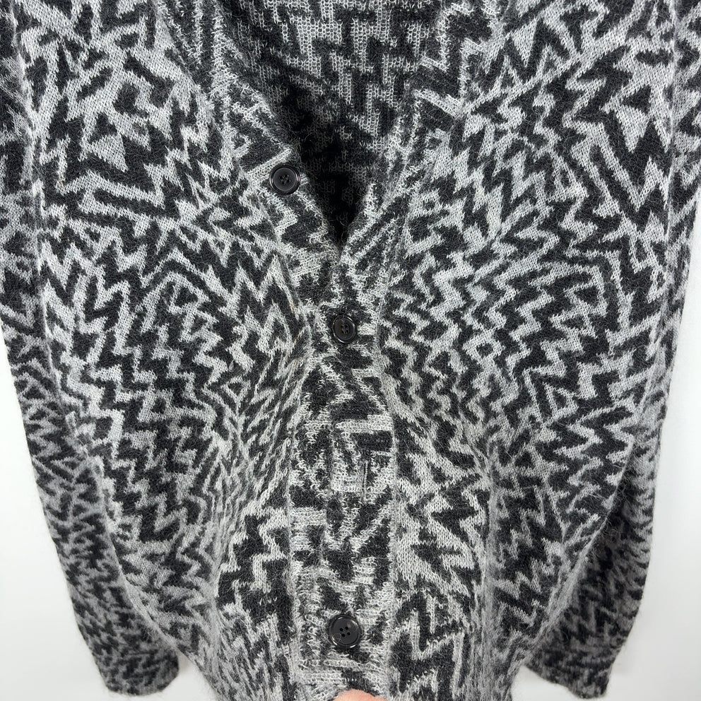 Saint Laurent Zig-Zag Print Wool and Mohair Cardigan