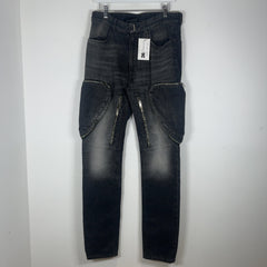 Givenchy Black Wash Cargo Zipper Jeans Size 30