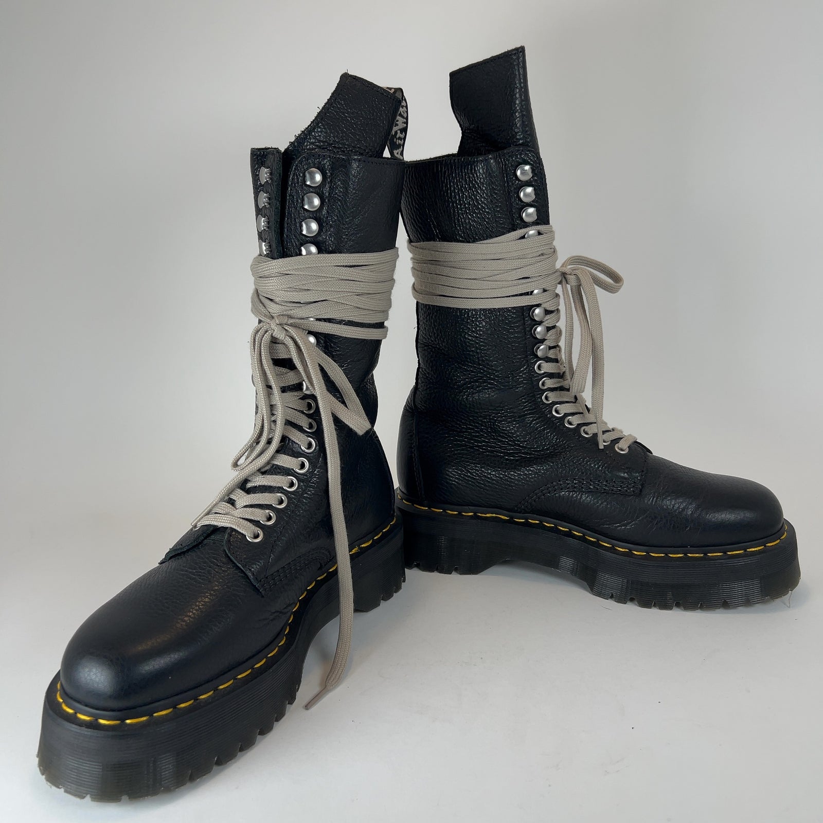 Rick Owens x Doc Martins 1918 DXML Tall Lace Up Leather Boots