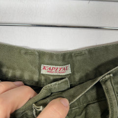 Kapital Green Cargo Pocket Canvas Cargo Pants