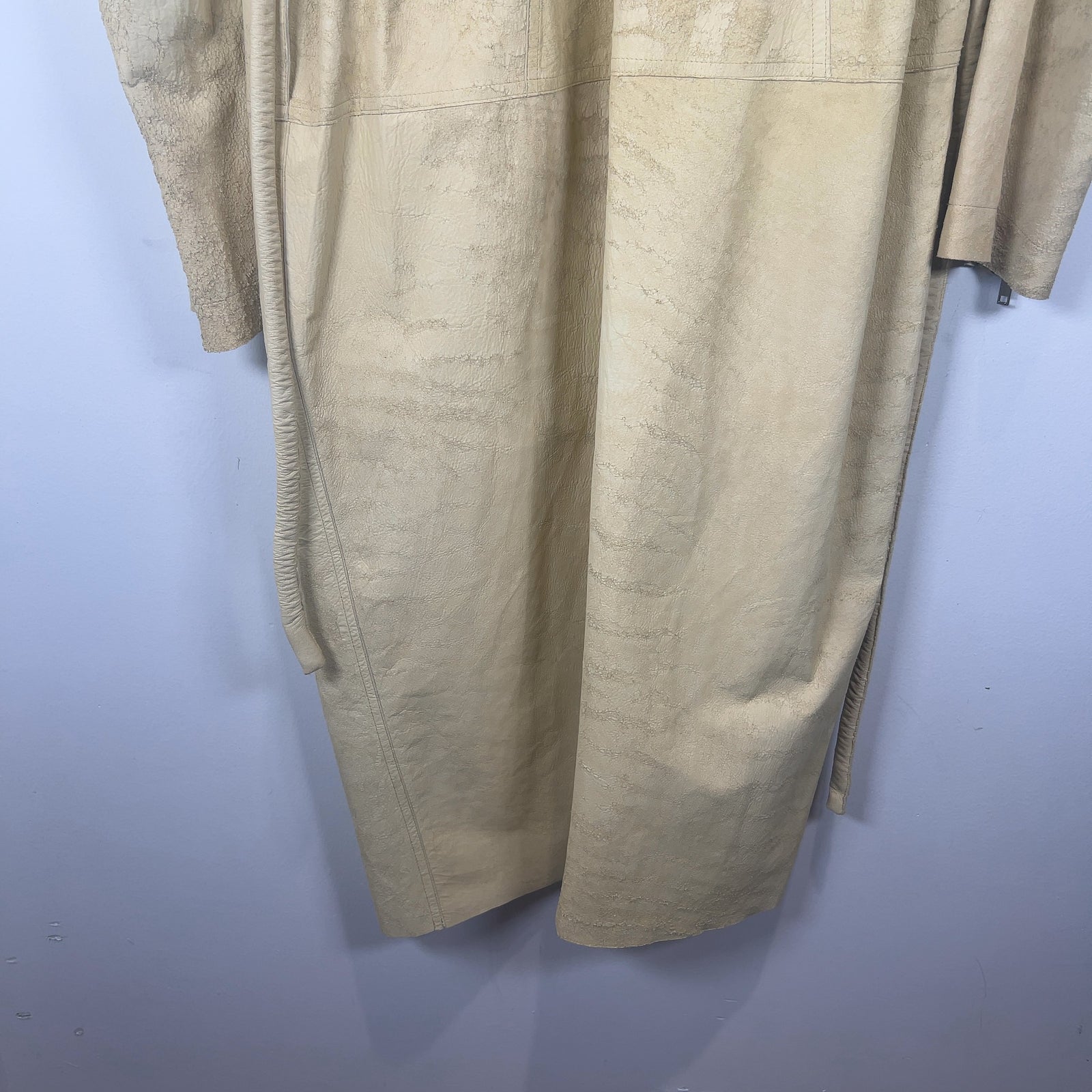 Rick Owens SS22 Fogachine Vanilla Blistered Leather Trench Coat