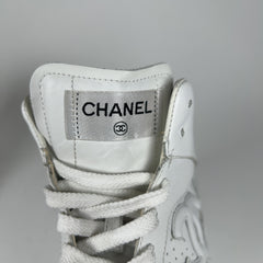 Chanel CC Triple White Hightop Sneakers