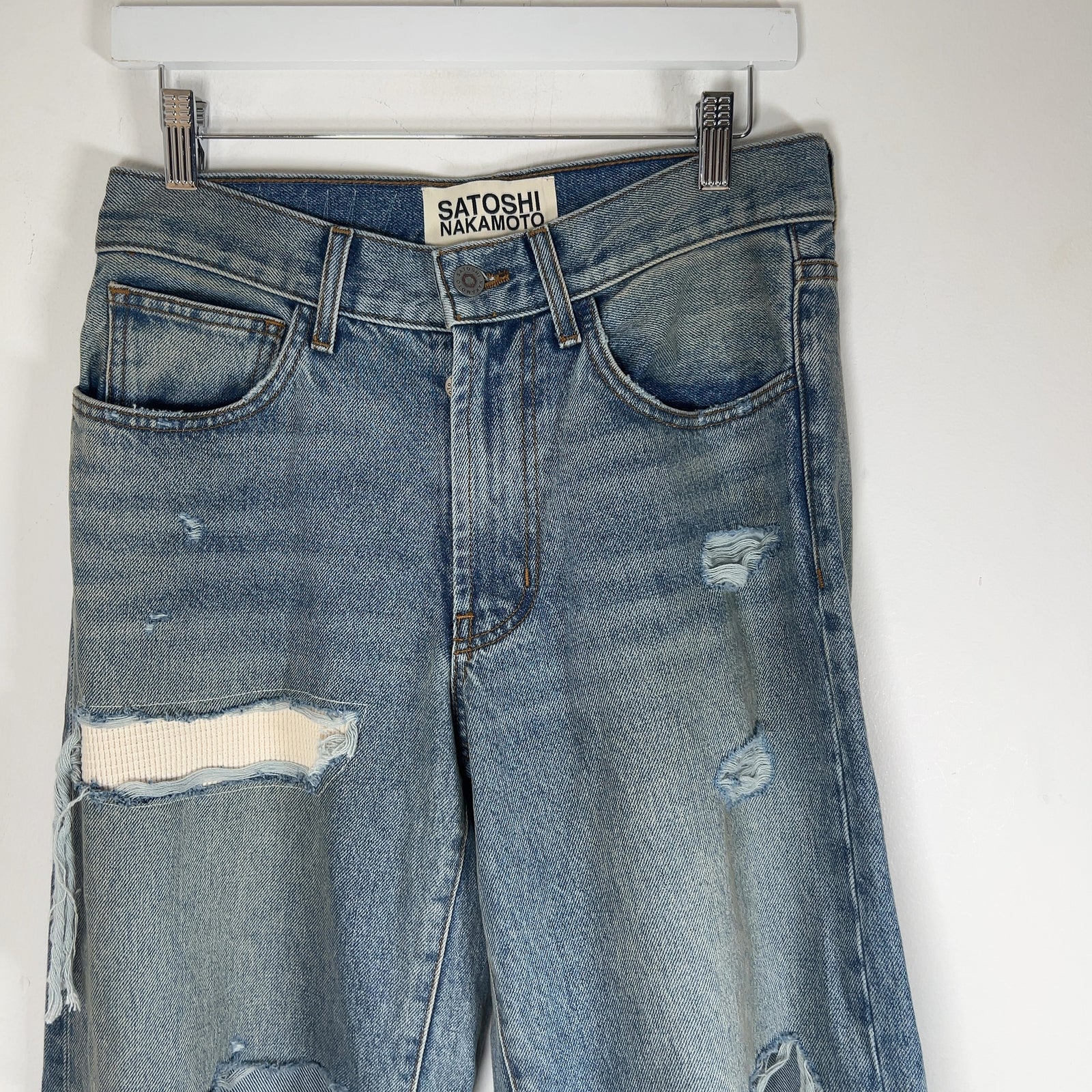 Satoshi Nakamoto 'Bressed To Be Stressed' Distressed Cash Jeans