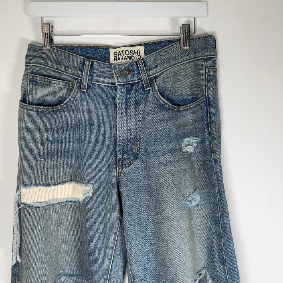 Satoshi Nakamoto 'Bressed To Be Stressed' Distressed Cash Jeans