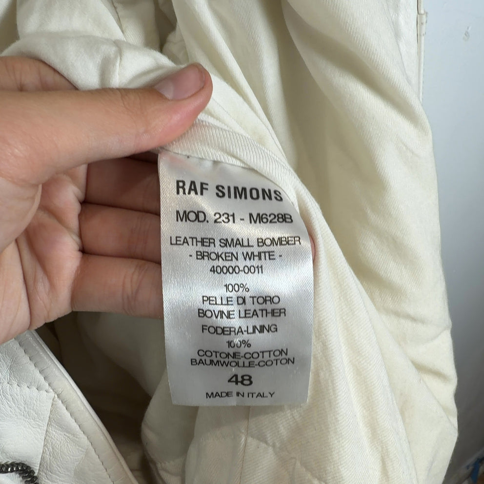 Raf Simons SS23 White Leather Bomber Jacket