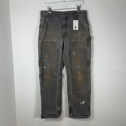 Carhartt Faded Grey Distressed 'Double Knee' Carpenter Pants