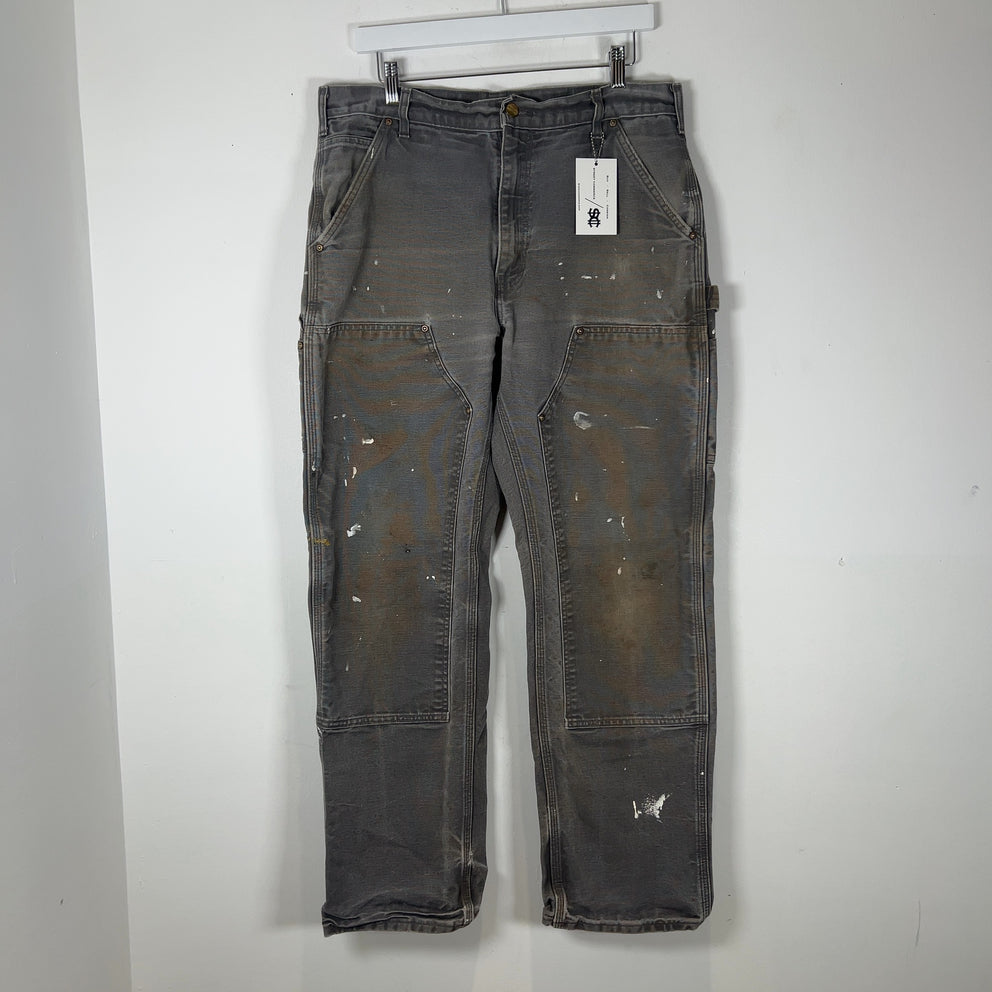 Carhartt Faded Grey Distressed 'Double Knee' Carpenter Pants