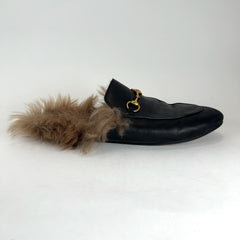 Gucci Leather & Fur 'Horsebit' Mules
