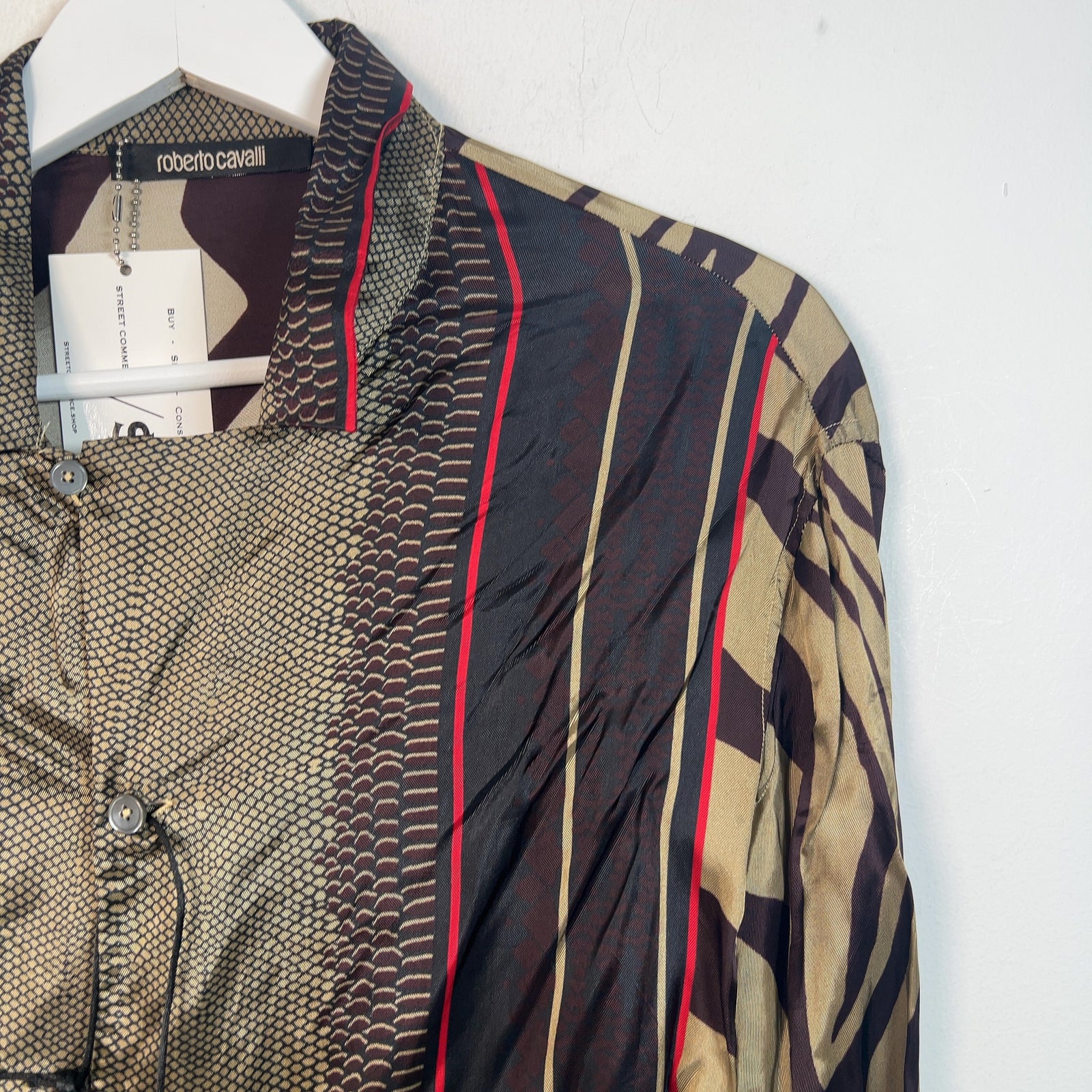 Roberto Cavalli Python Silk Shirt Size M