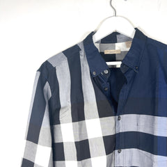 Burberry Half Plaid Button-Up Shirt