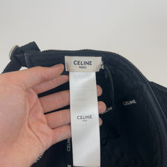 Celine Corduroy Studded Logo Hat