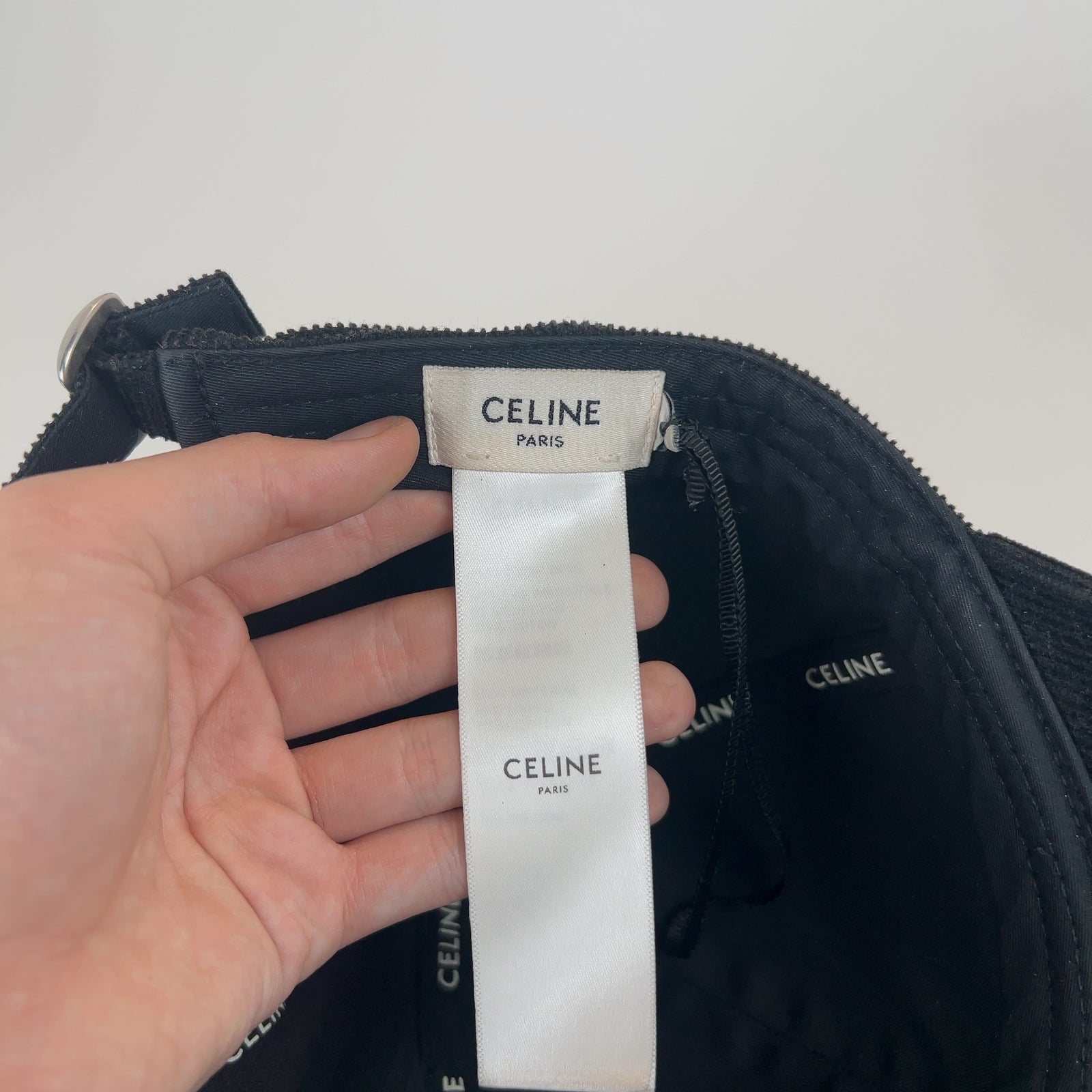 Celine Corduroy Studded Logo Hat