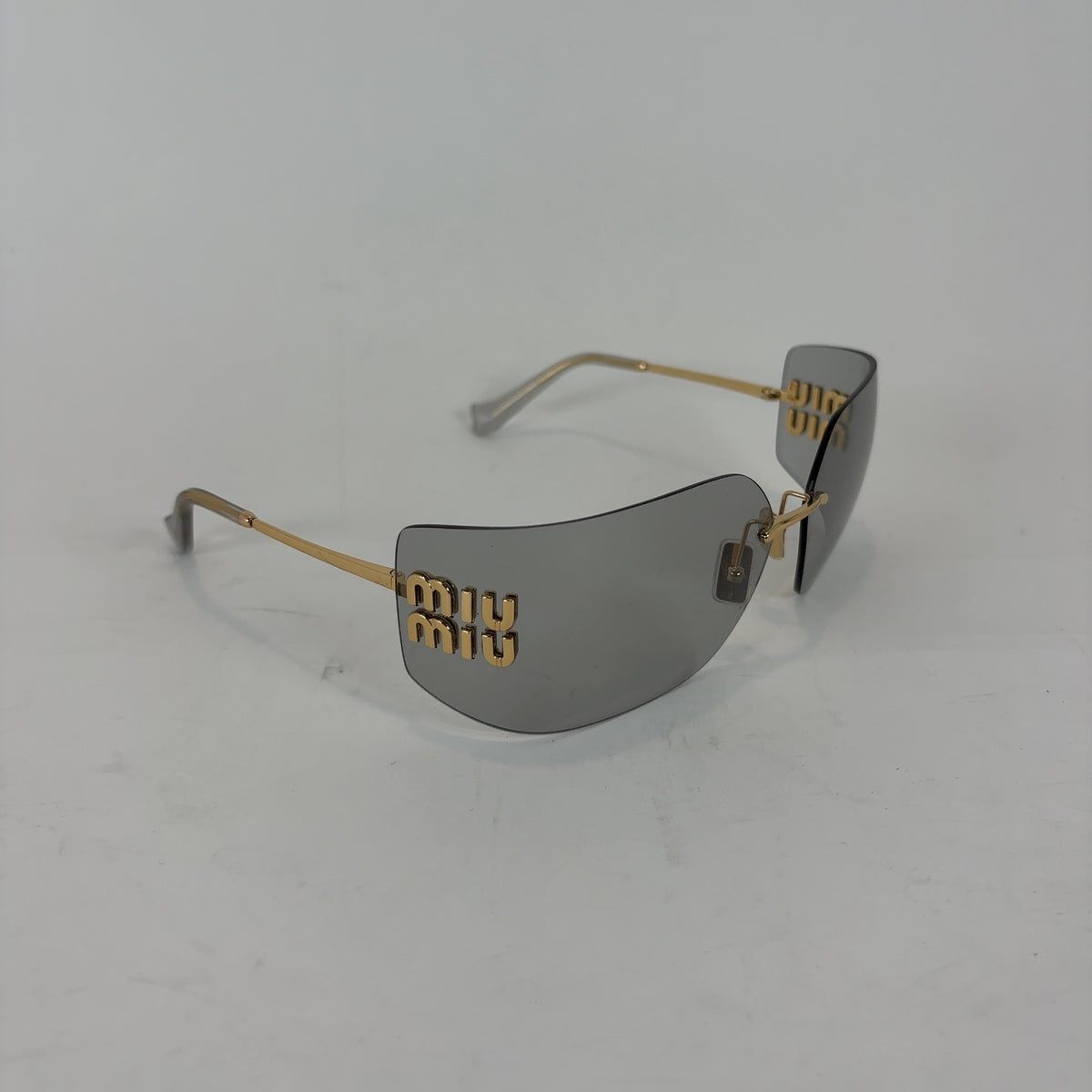 Miu Miu Wraparound Logo Sunglasses