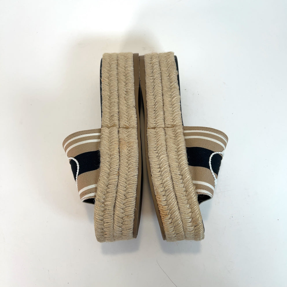Prada Logo Logo Espardille Platform Sandals