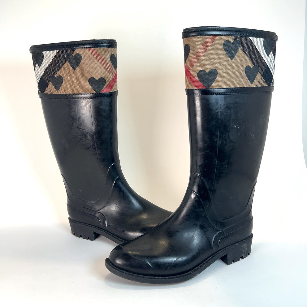 Burberry Canvas Heart Rain Boots