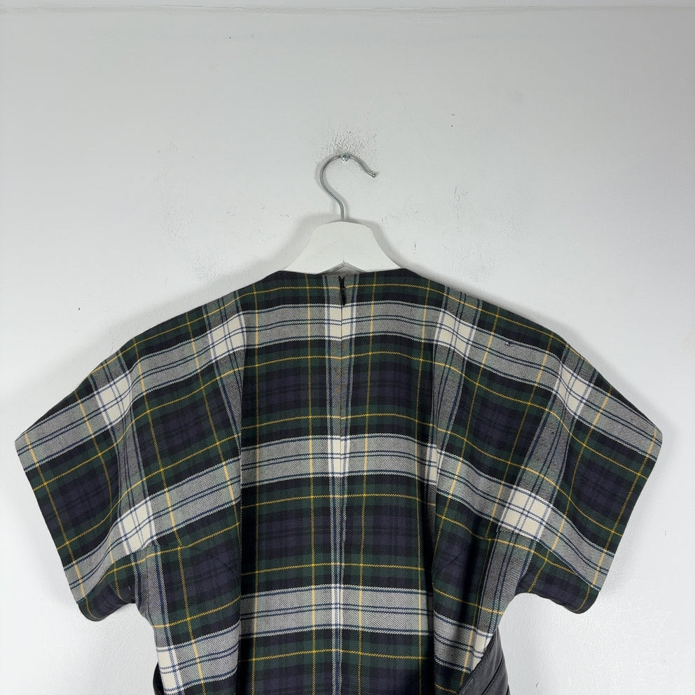 Alexander McQueen McQ Tartan Wool & Leather Corset Belt Dress
